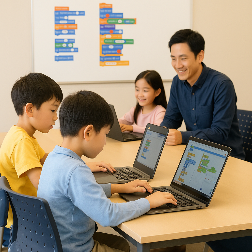 世田谷区喜多見のプログラミング教室でScratchを学ぶ小学生の様子