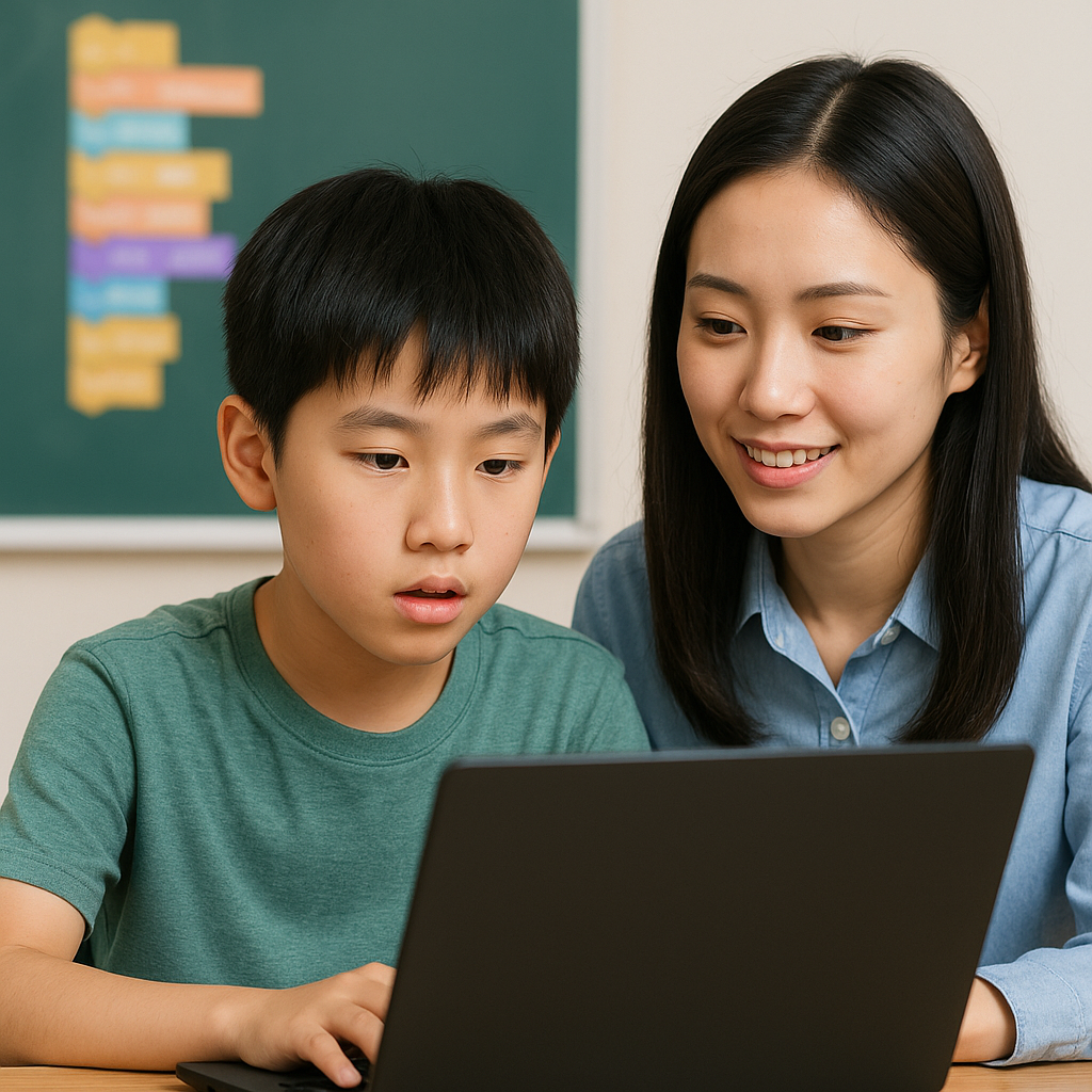 検定対策授業を担当する講師と生徒の様子